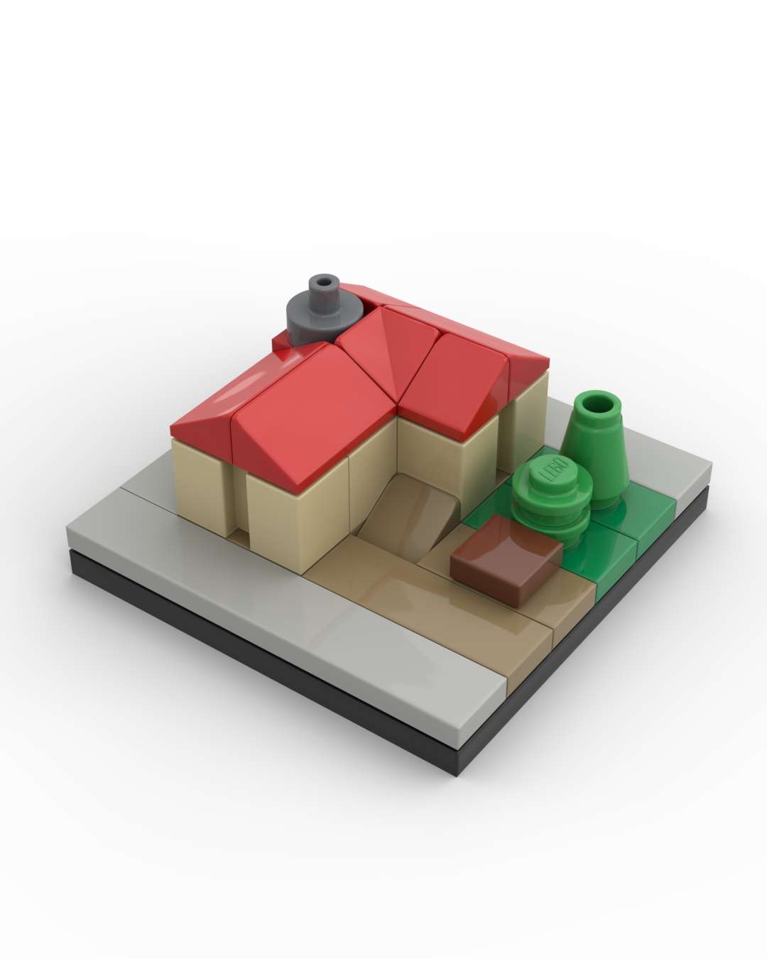 A micro-scale house alongside a short stretch of road.
